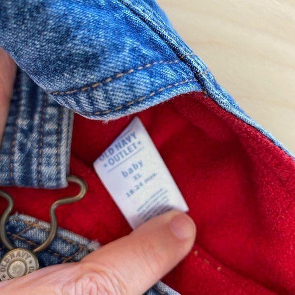 Old Navy Outlet Fleeced lined Jean Overalls 18-24 months (FK) - Picture 10 of 12